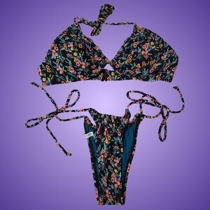 Body Glove Abloom Luana Bikini Top and Kalea Bottoms Set Women XS Black NWT